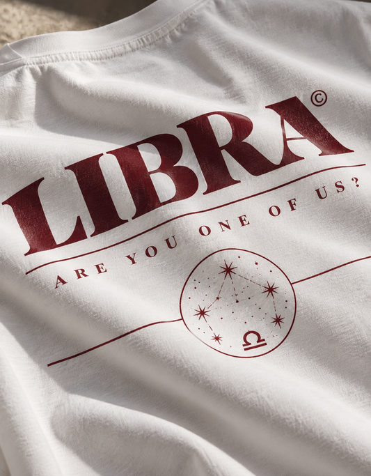 Libra — Cosmic Realm Oversized Graphic T-Shirt | White
